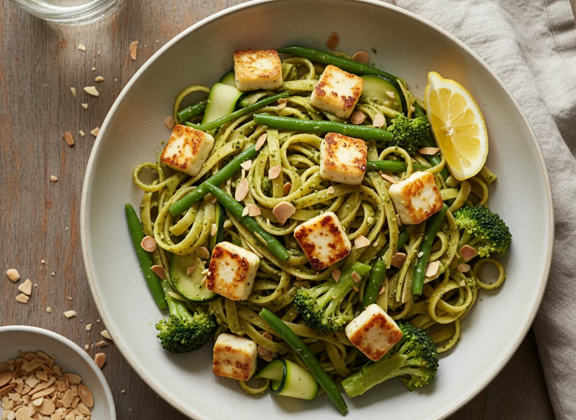 Pesto Pasta with Halloumi and Broccoli photo