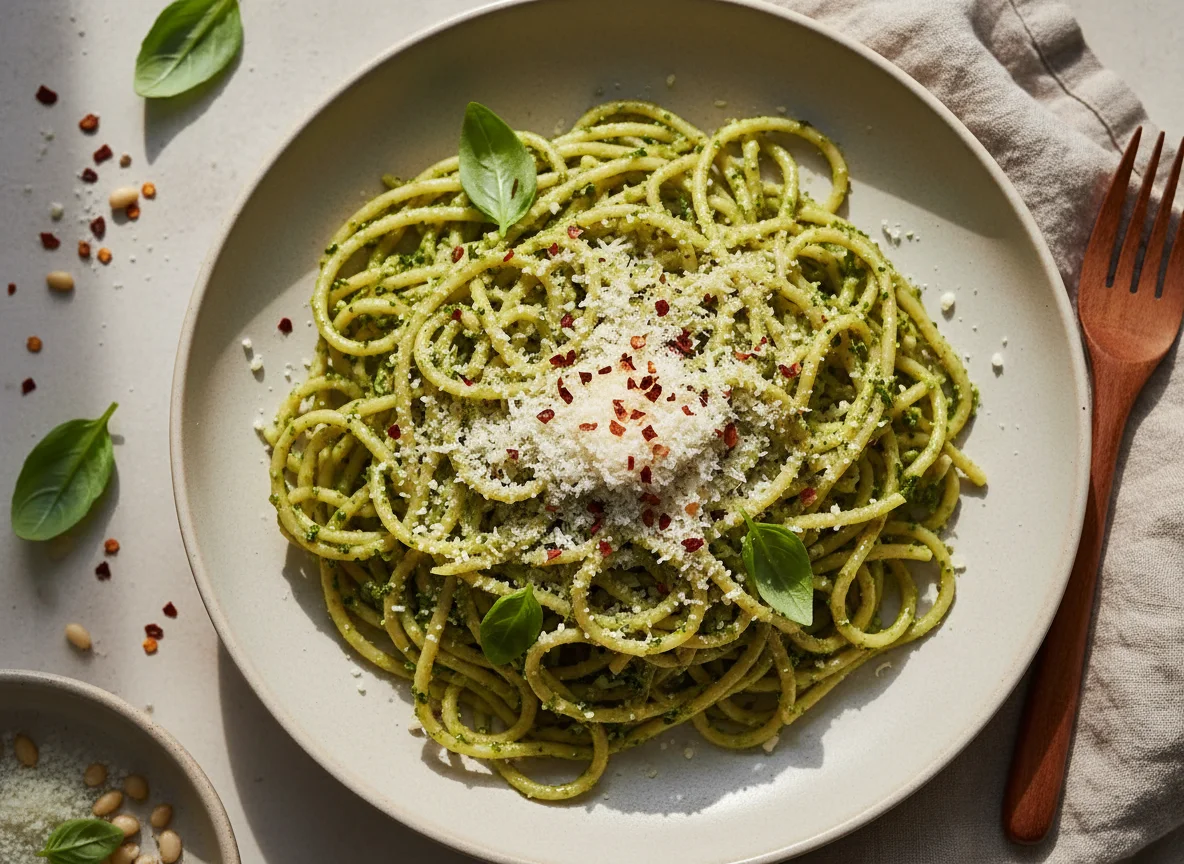 Pesto Pasta with Parmesan photo
