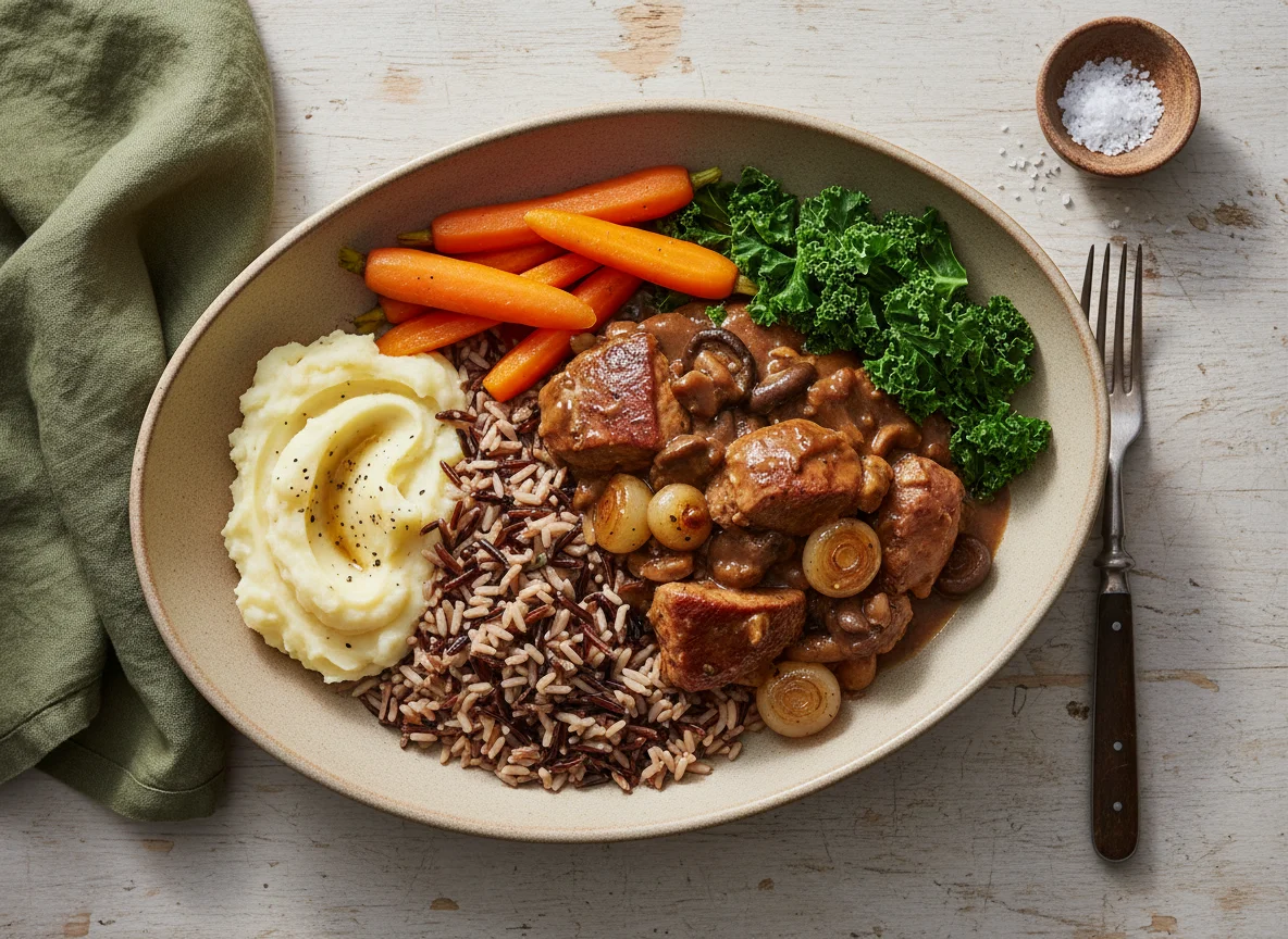 Pheasant Stew with Wild Rice, Carrots, and Kale photo