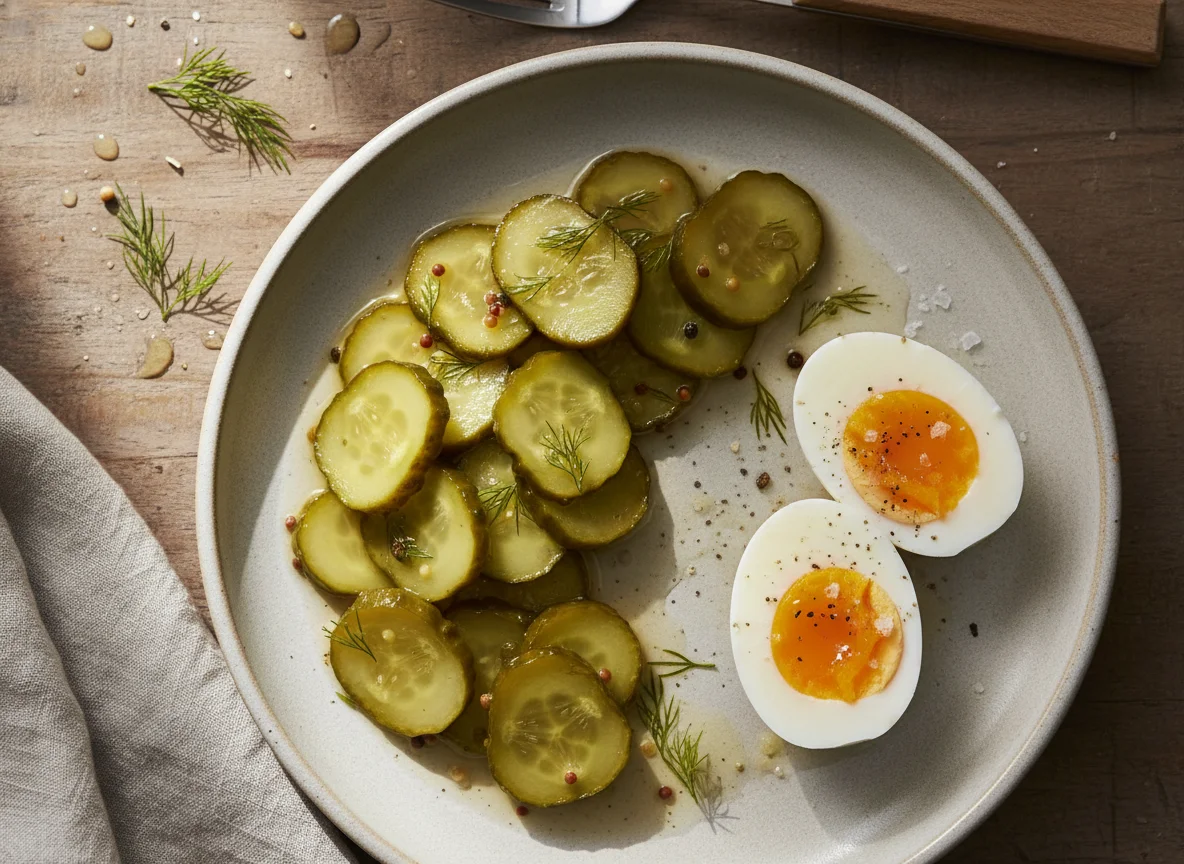 Pickled Cucumbers and Boiled Egg photo