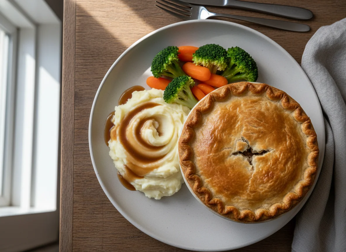 Pie with Mashed Potatoes and Vegetables photo