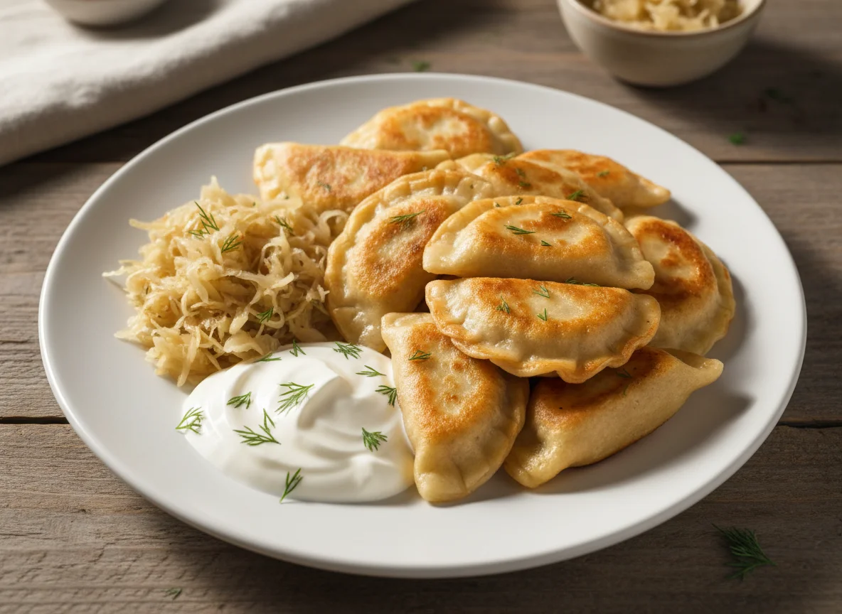 Pierogi with Sauerkraut and Sour Cream photo