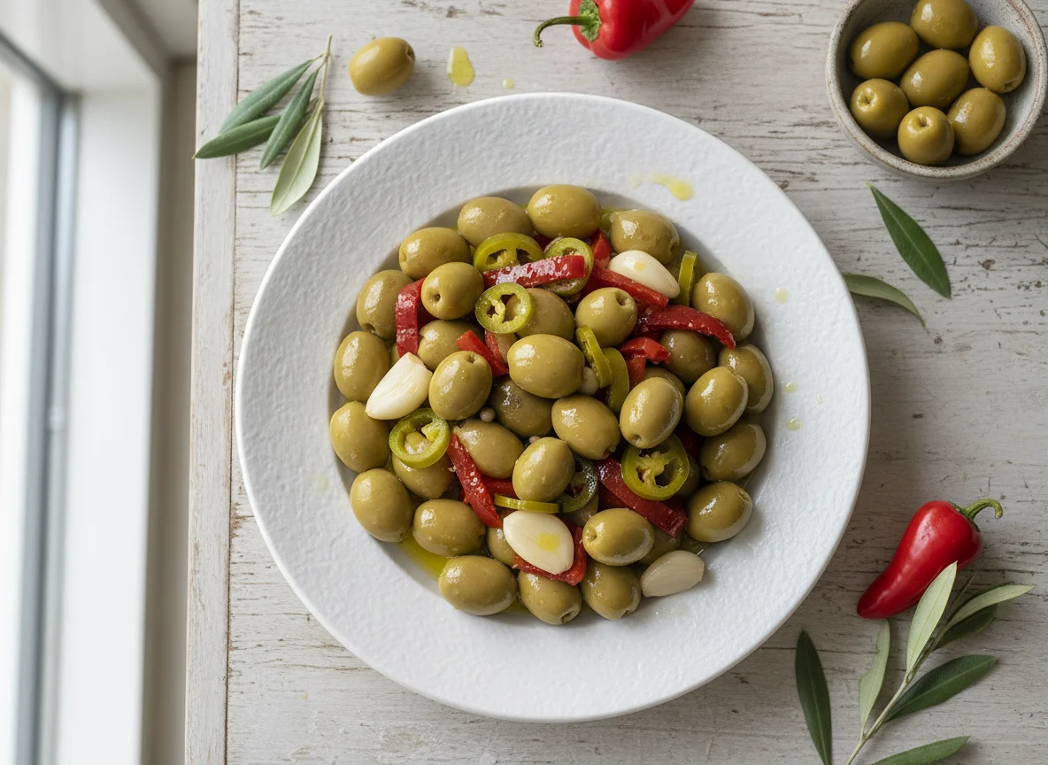 Pimento & Jalapeno Greek Olives photo