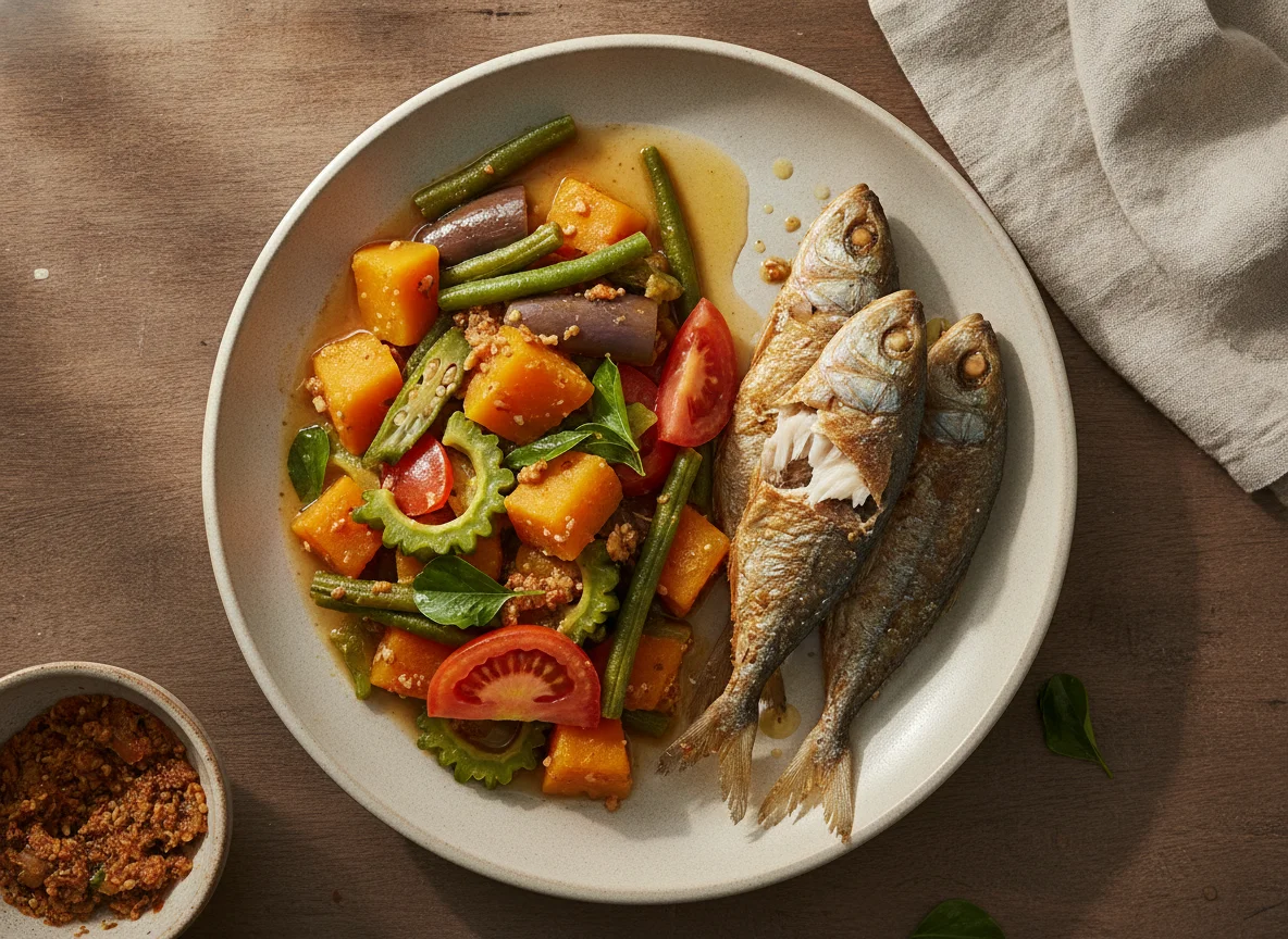 Pinakbet and Fried Galunggong photo