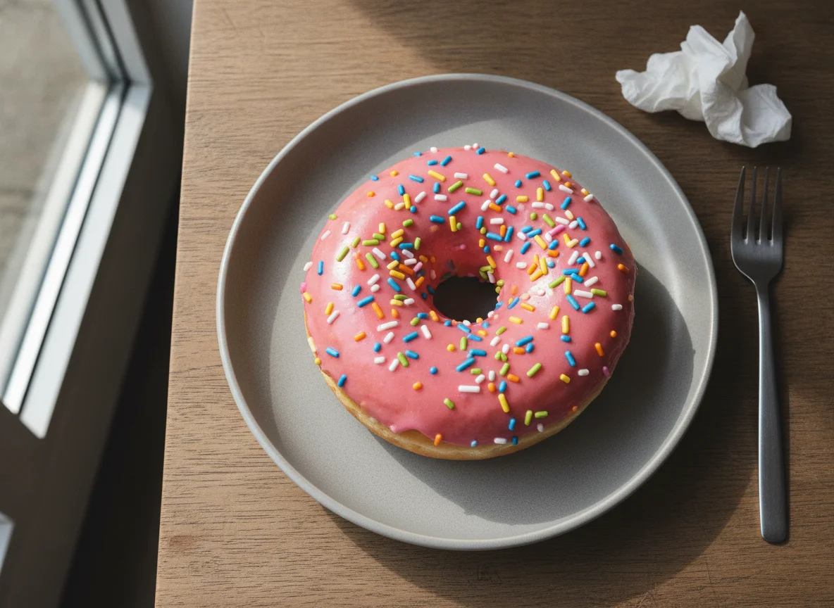 Pink Frosted Donut with Sprinkles photo