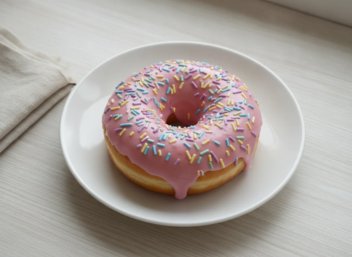 Pink Glazed Donut with Sprinkles photo