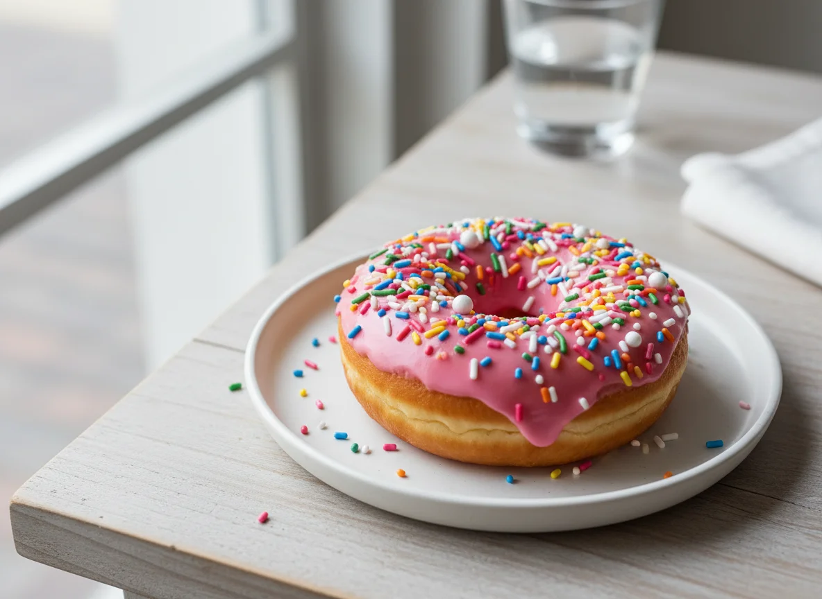 Pink Sprinkled Donut photo
