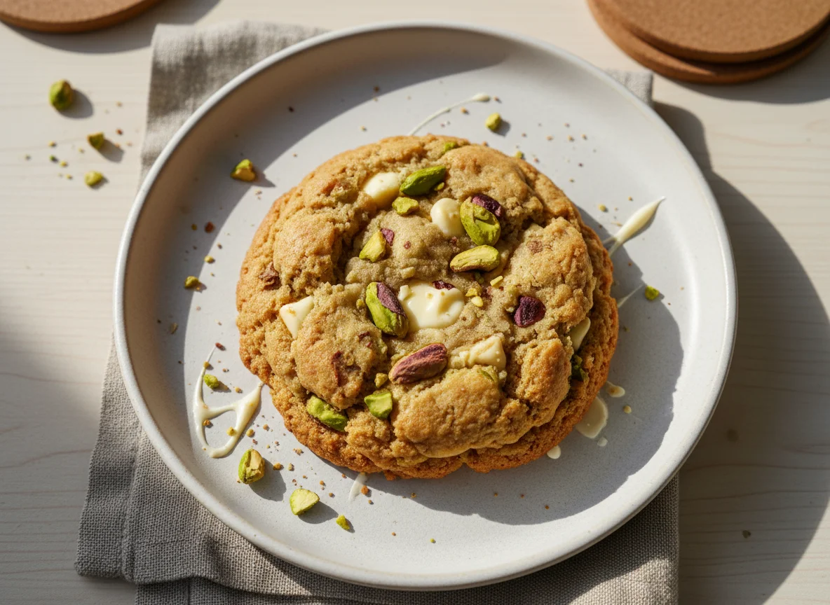 Pistachio and white chocolate cookie photo