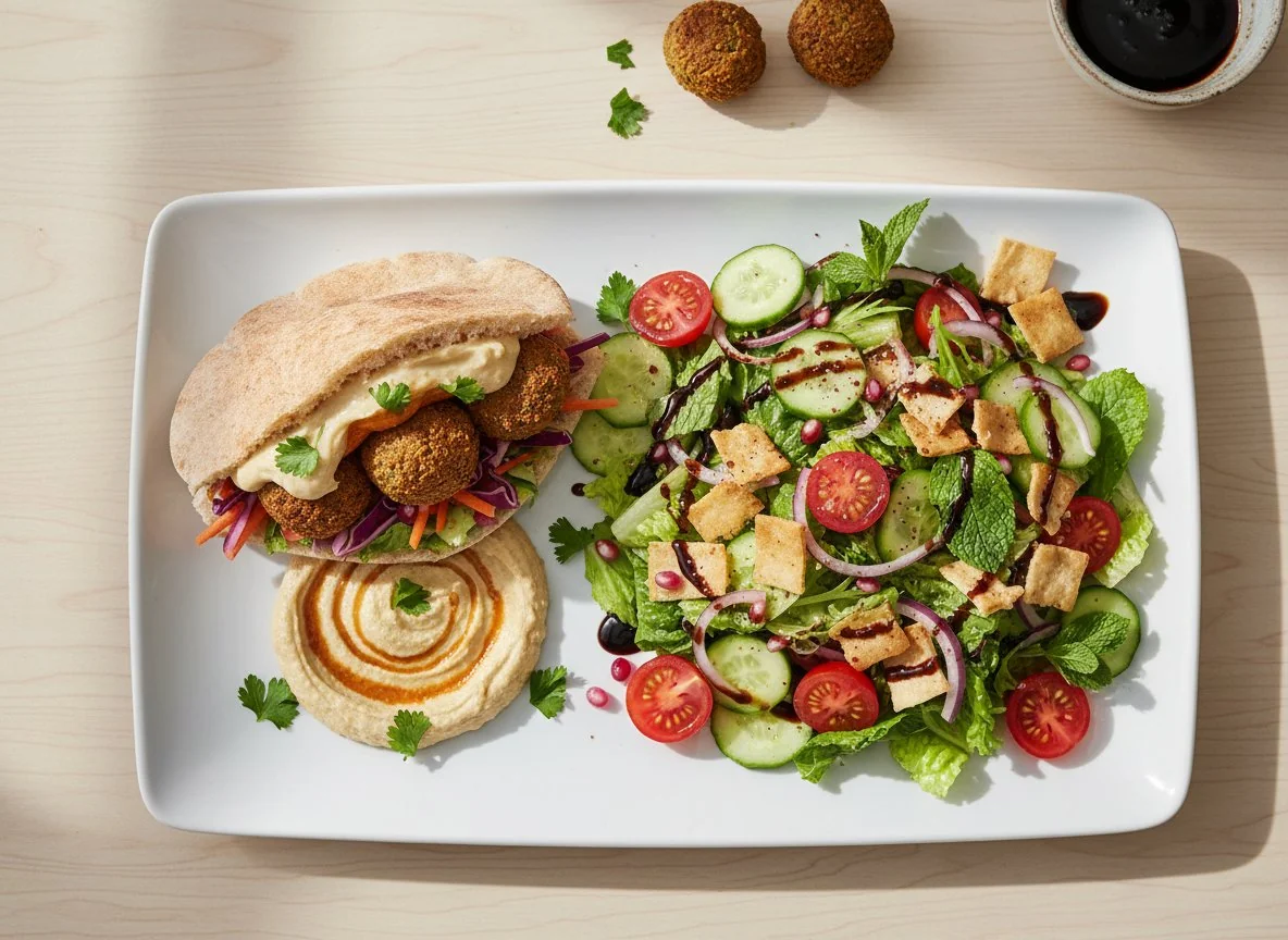Pita Sandwich and Fattoush Salad photo