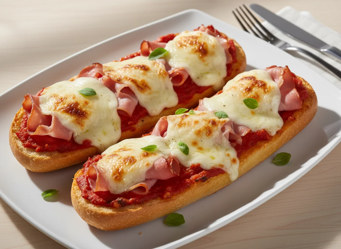 Pizza Baguette with Ham and Cheese photo