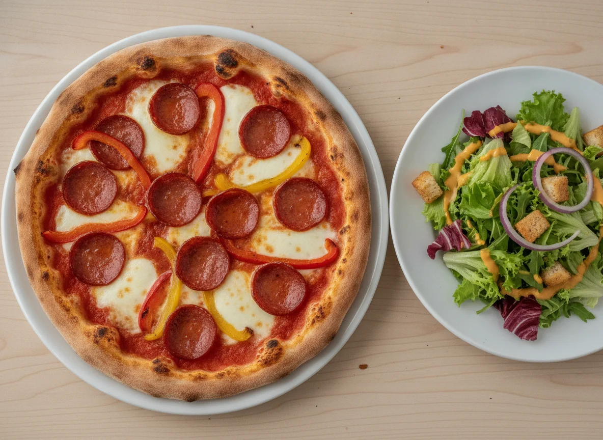 Pizza Diavola with Side Salad photo