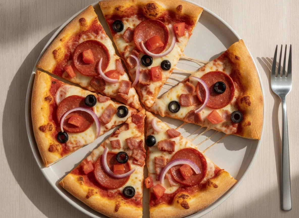 Pizza Hut Pan Pizza Slices with Mixed Toppings photo