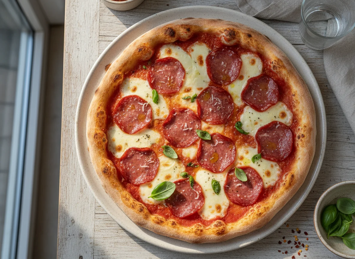 Pizza Margherita with Salami photo