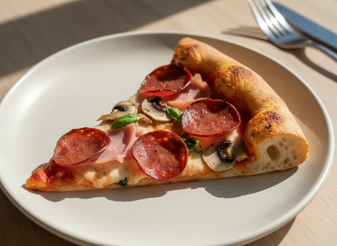 Pizza Slice with Mixed Toppings photo