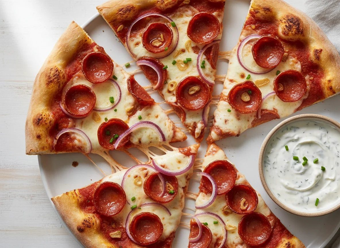 Pizza slices with dip photo