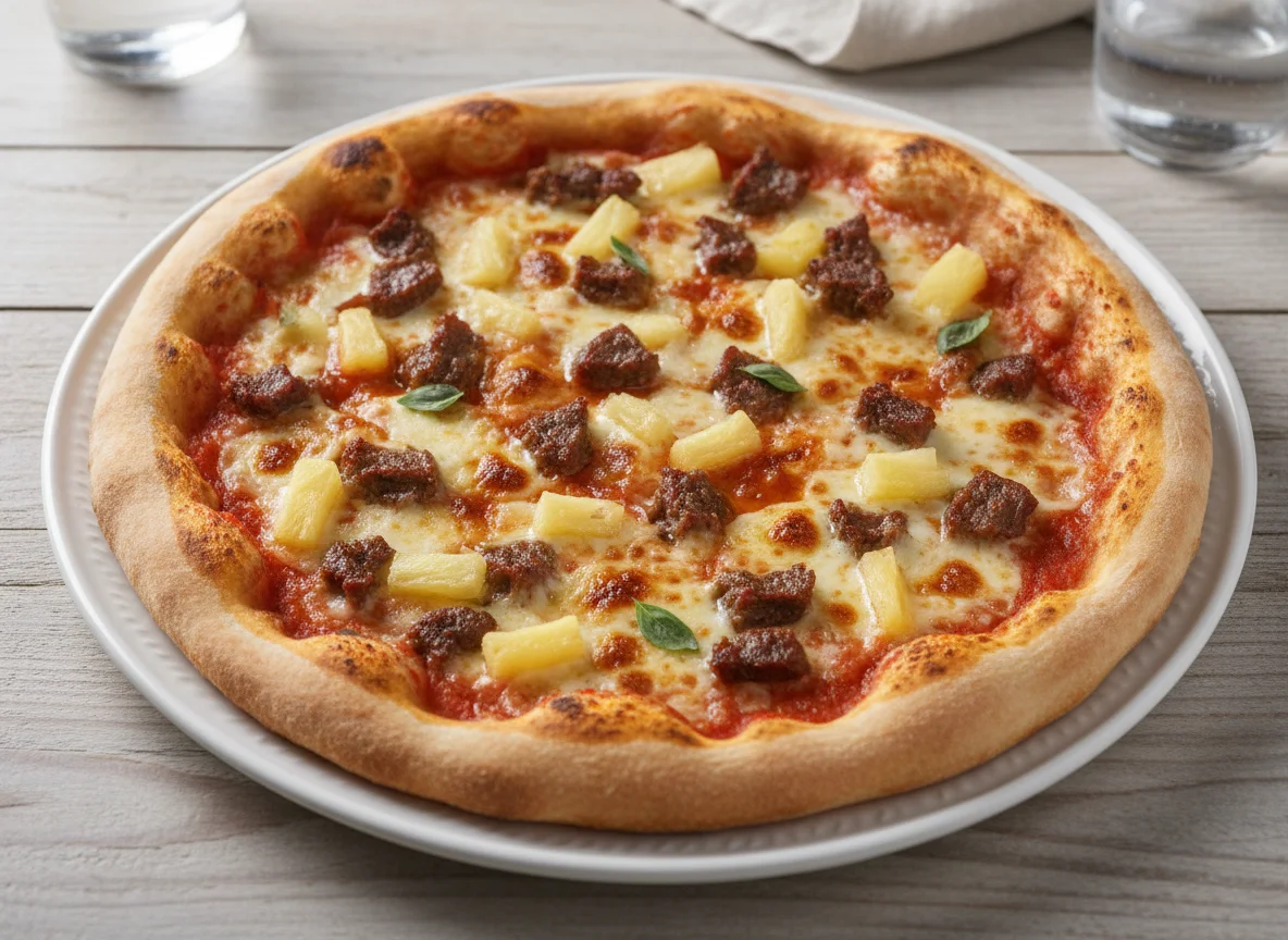 Pizza with Beef and Pineapple photo