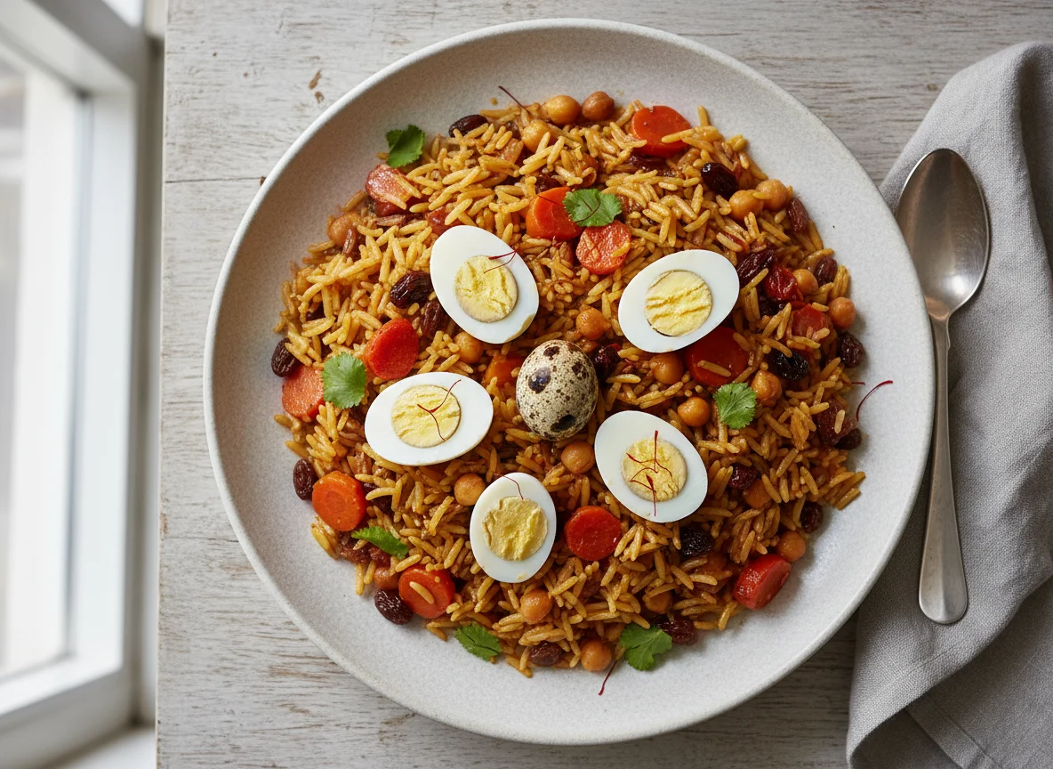 Plov with Quail Eggs photo