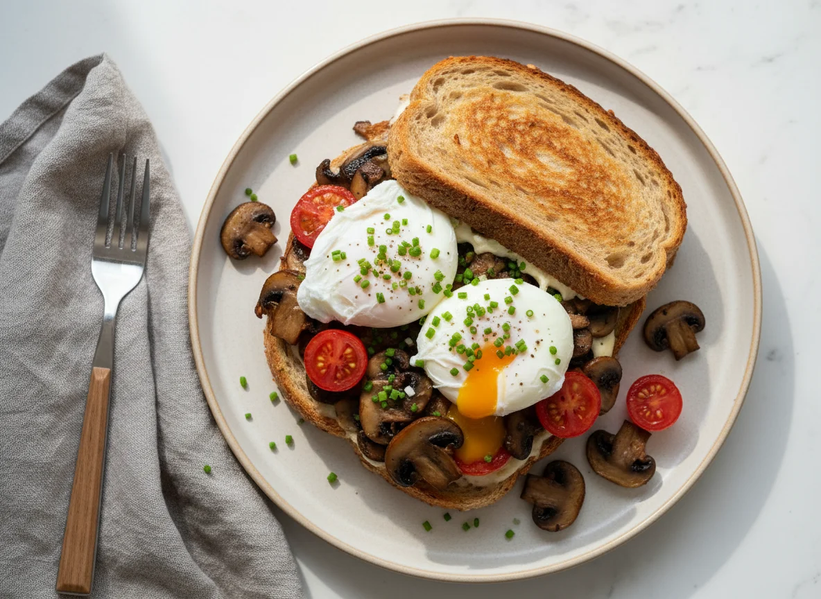Poached Egg and Mushroom Toastie photo