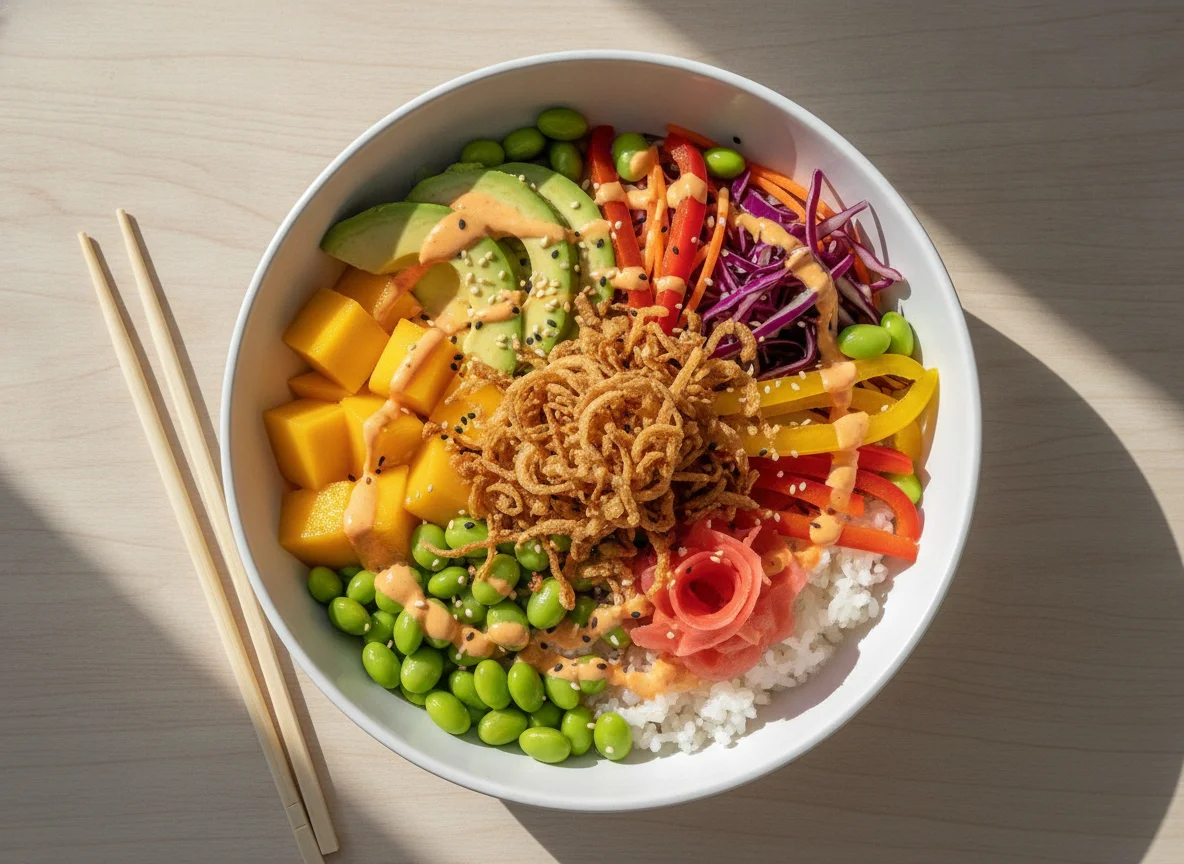 Poke Bowl with Mango and Avocado photo
