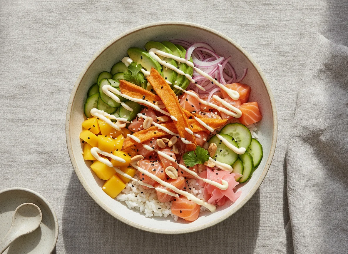 Poke Bowl with Sweet Potato Crisp photo