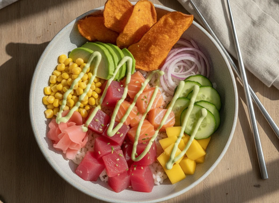 Poke Bowl with Tuna and Salmon photo