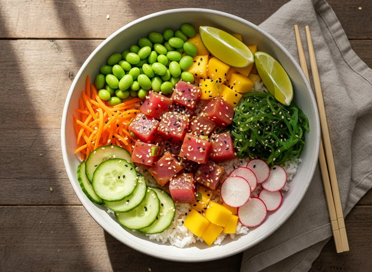 Poke Bowl with Tuna and Vegetables photo