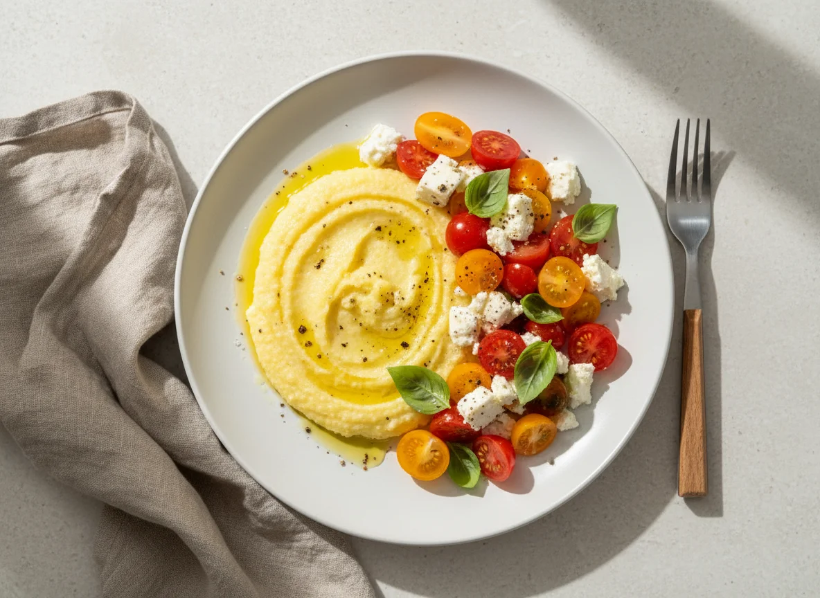 Polenta with Tomato and Feta Salad photo