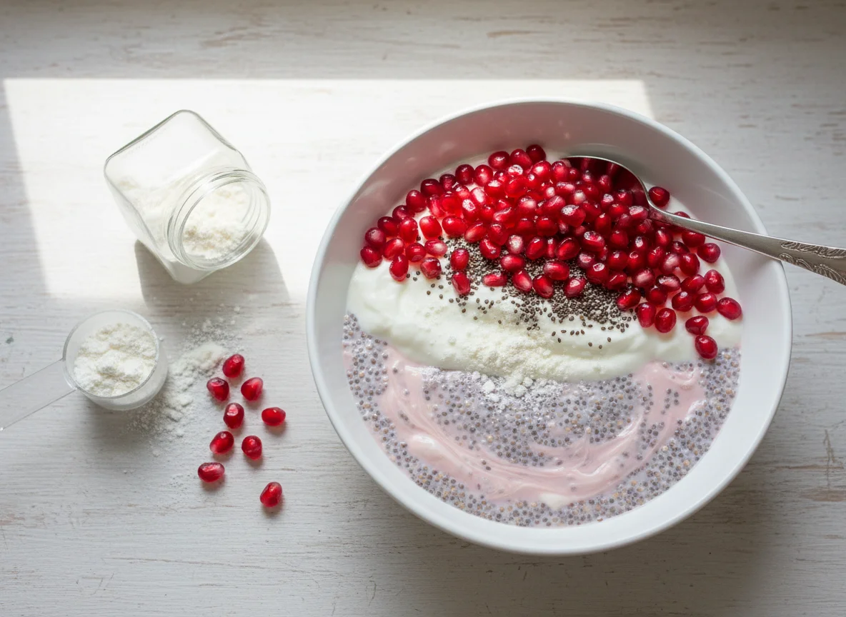 Pomegranate Chia Pudding with Protein Powder photo