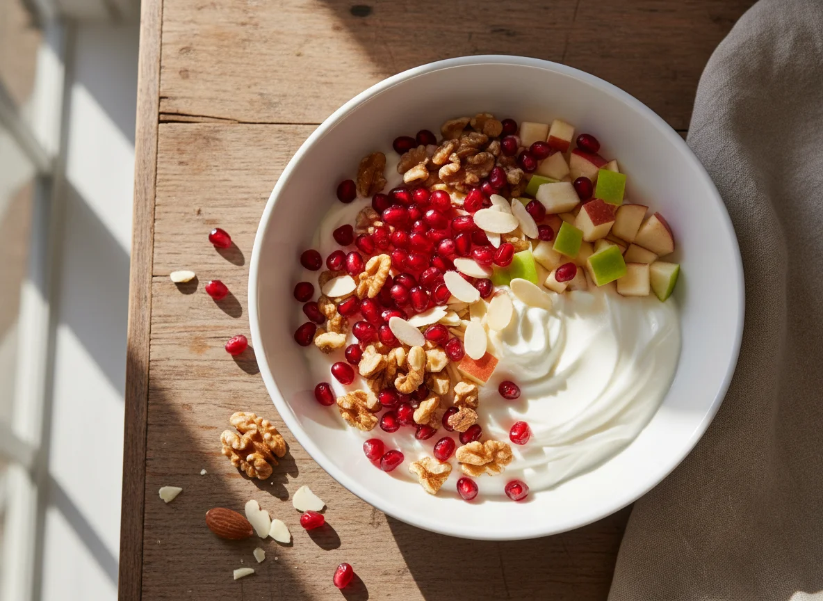 Pomegranate, Nut, and Apple Bowl photo