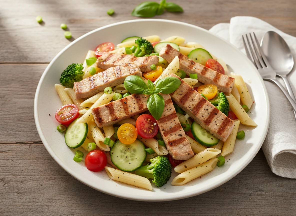 Pork and Pasta Salad with Vegetables photo