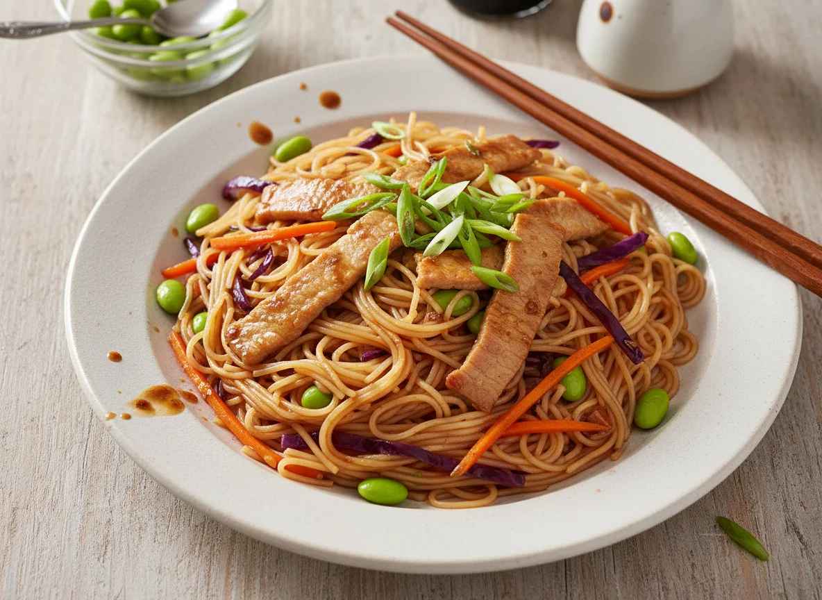 Pork and Vegetable Noodle Stir-fry photo