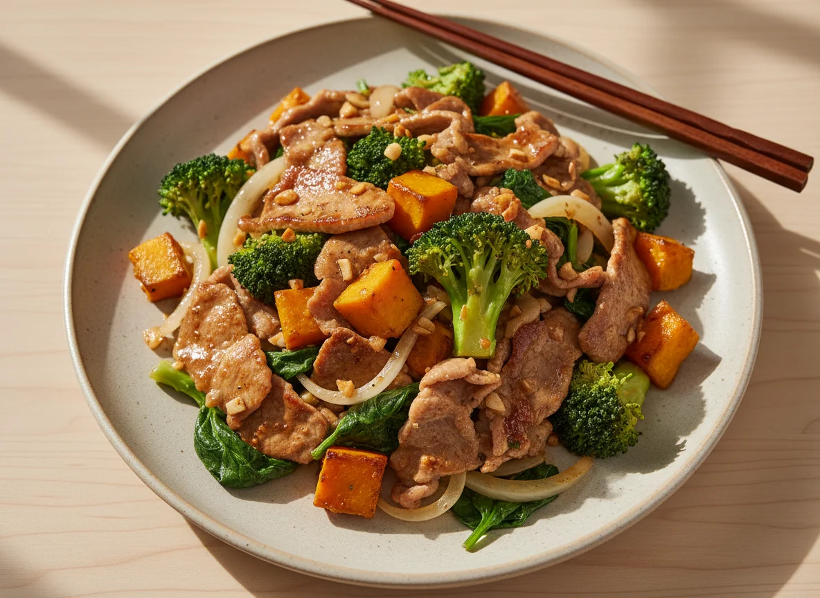 Pork and Vegetable Stir-fry with Pumpkin photo
