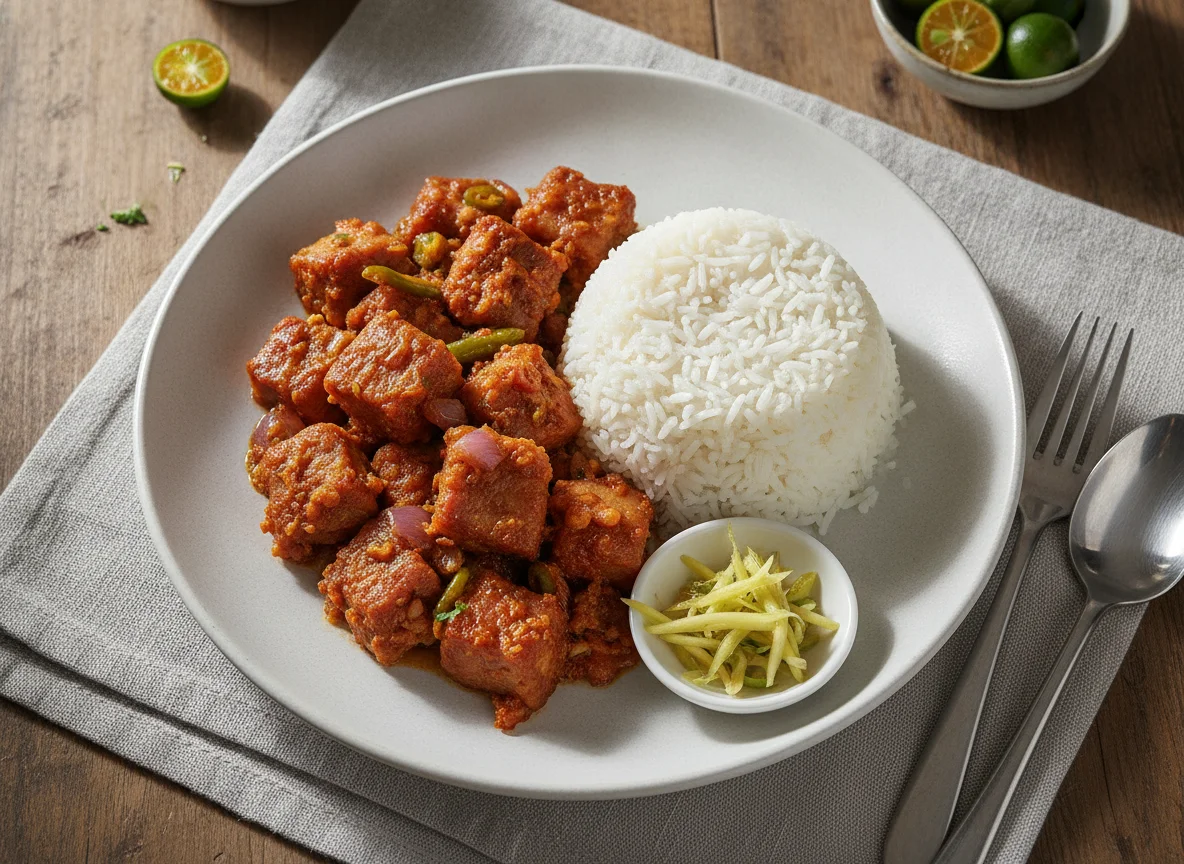 Pork Binagoongan with White Rice photo