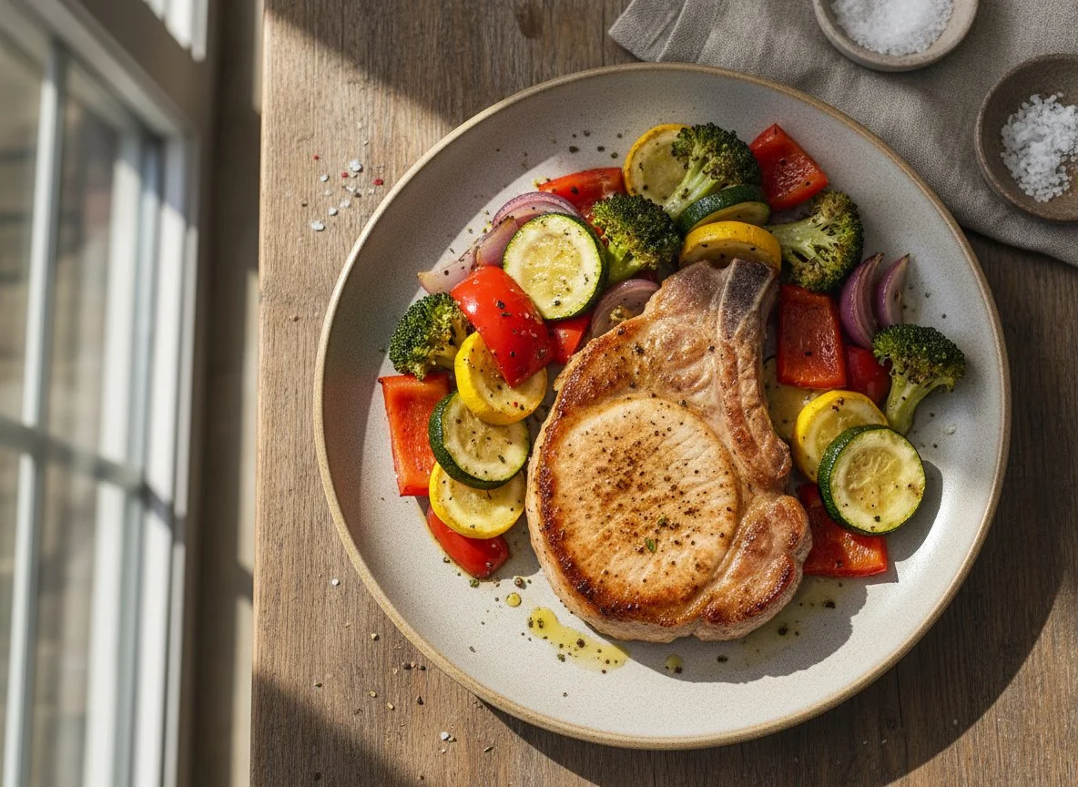 Pork Chop with Roasted Vegetables photo
