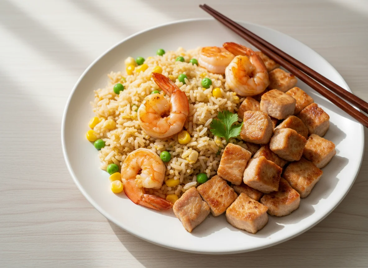 Pork Chops with Shrimp Fried Rice photo