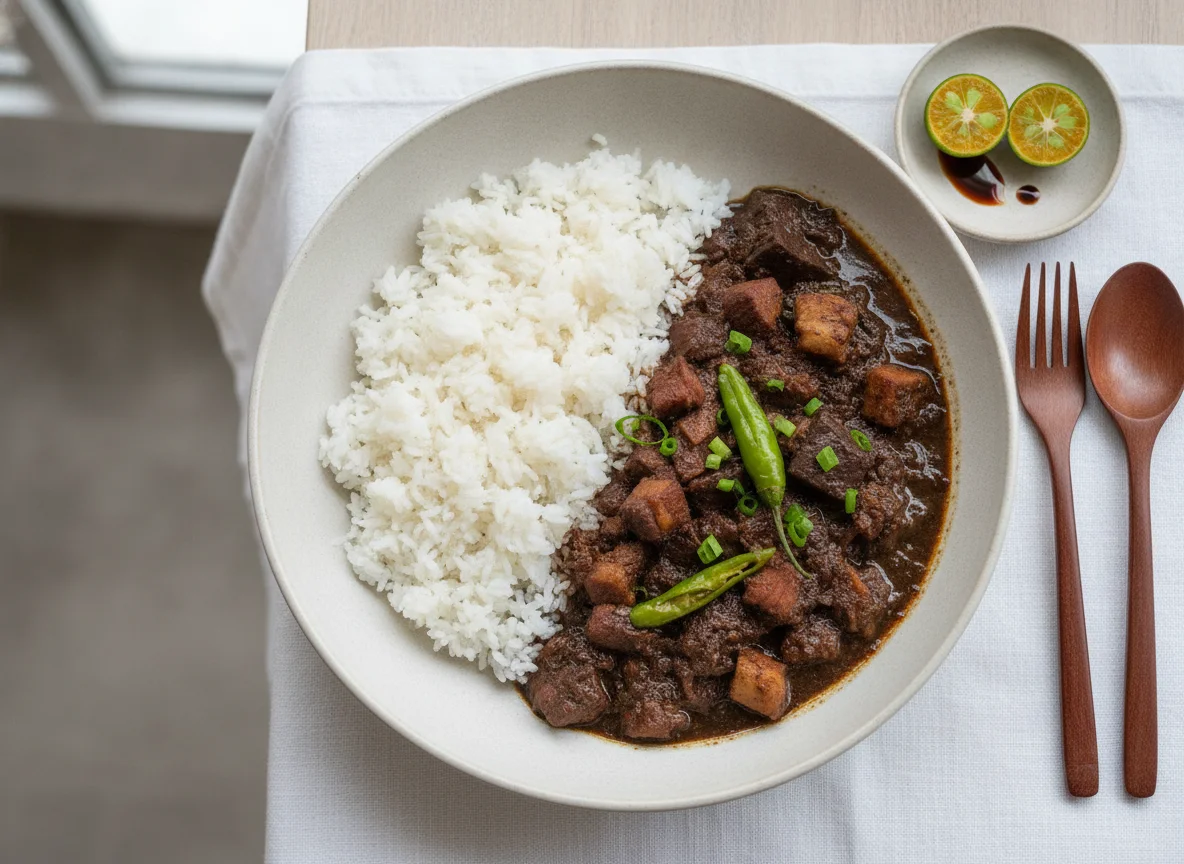 Pork Dinuguan with White Rice photo