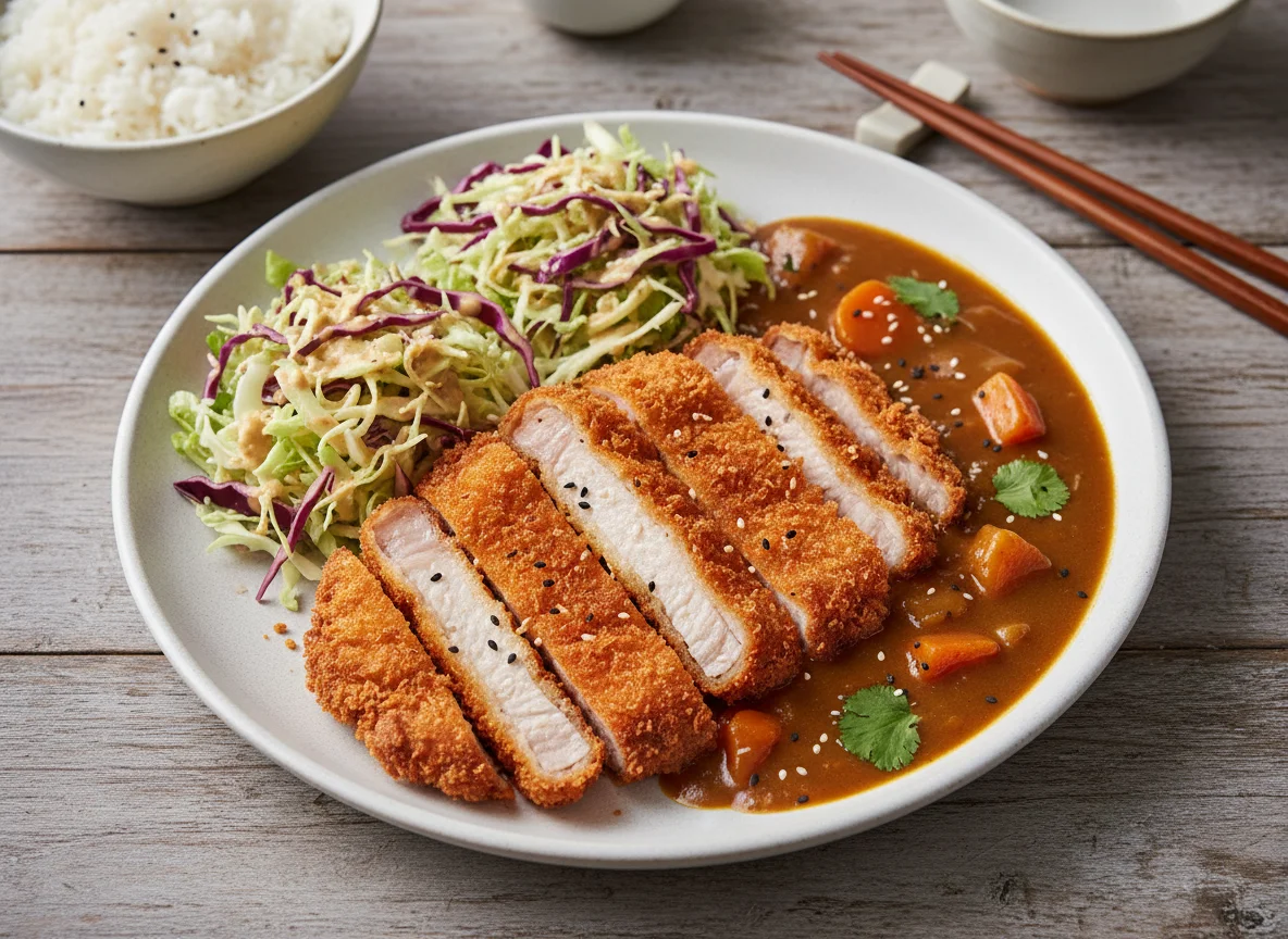 Pork Katsu with Curry Sauce and Cabbage photo