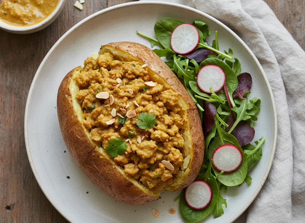 Pork Korma Style Curry Loaded Jacket Potato photo