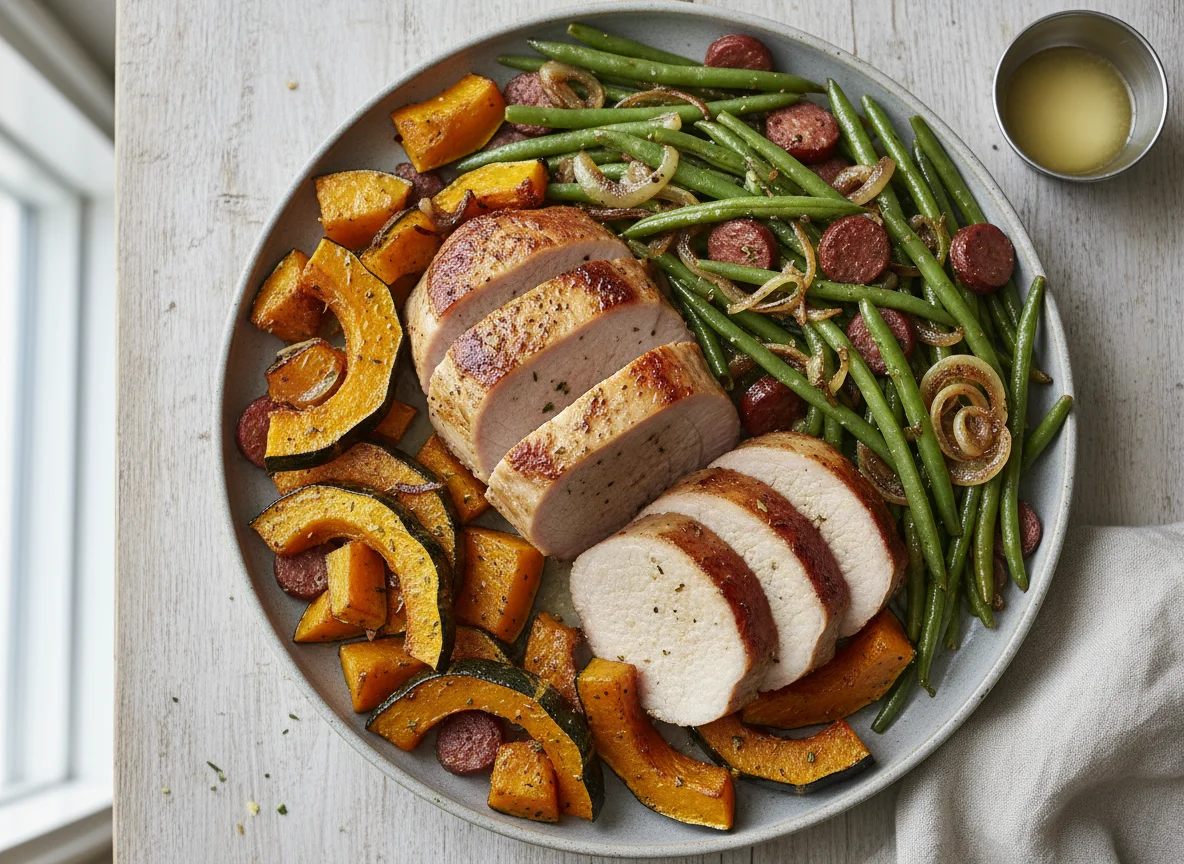 Pork Loin with Green Beans and Squash photo
