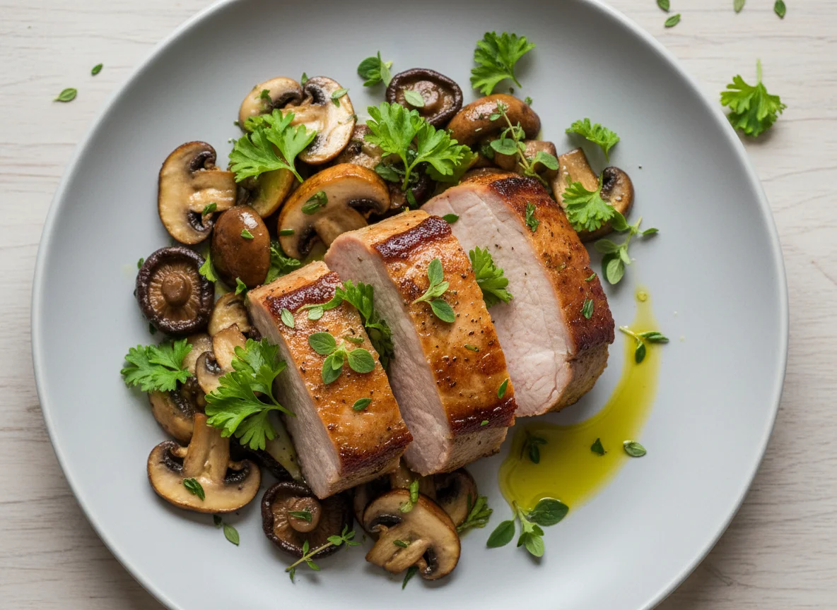 Pork Loin with Mushroom and Herb Medley photo