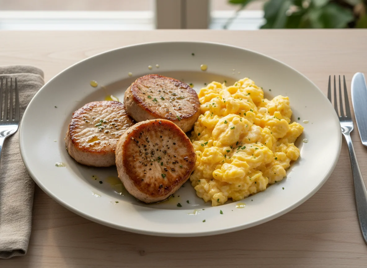 Pork Medallions and Scrambled Eggs photo