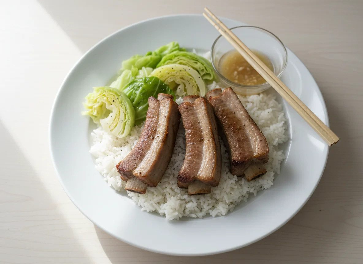 Pork Ribs with Cabbage and Rice photo