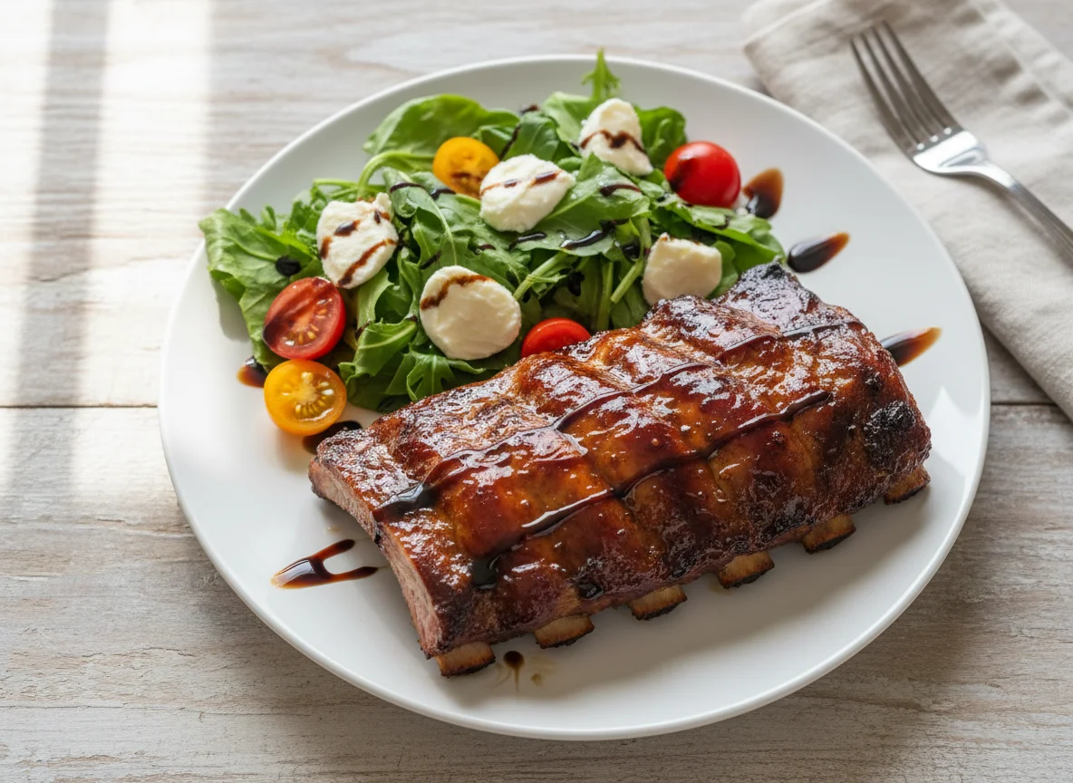 Pork Ribs with Caprese Salad photo
