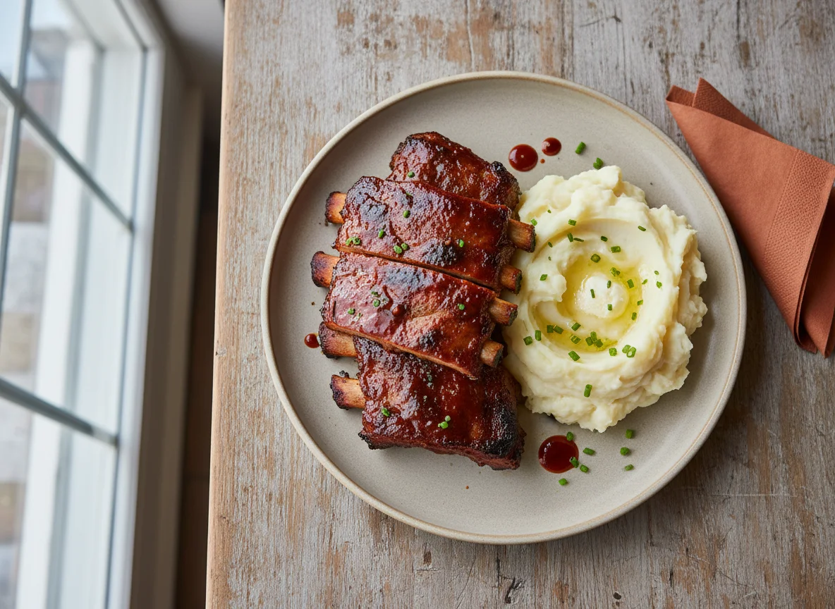 Pork Ribs with Mashed Potatoes photo