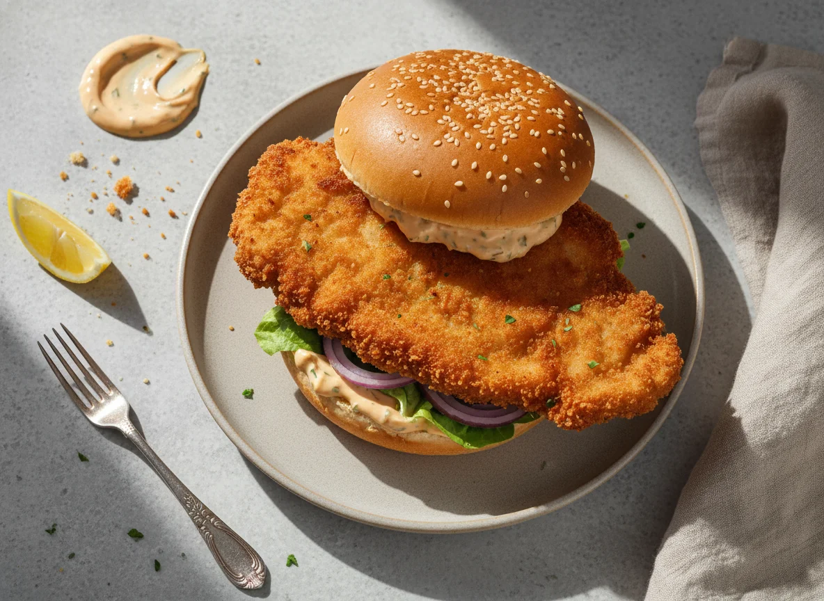 Pork schnitzel burger photo