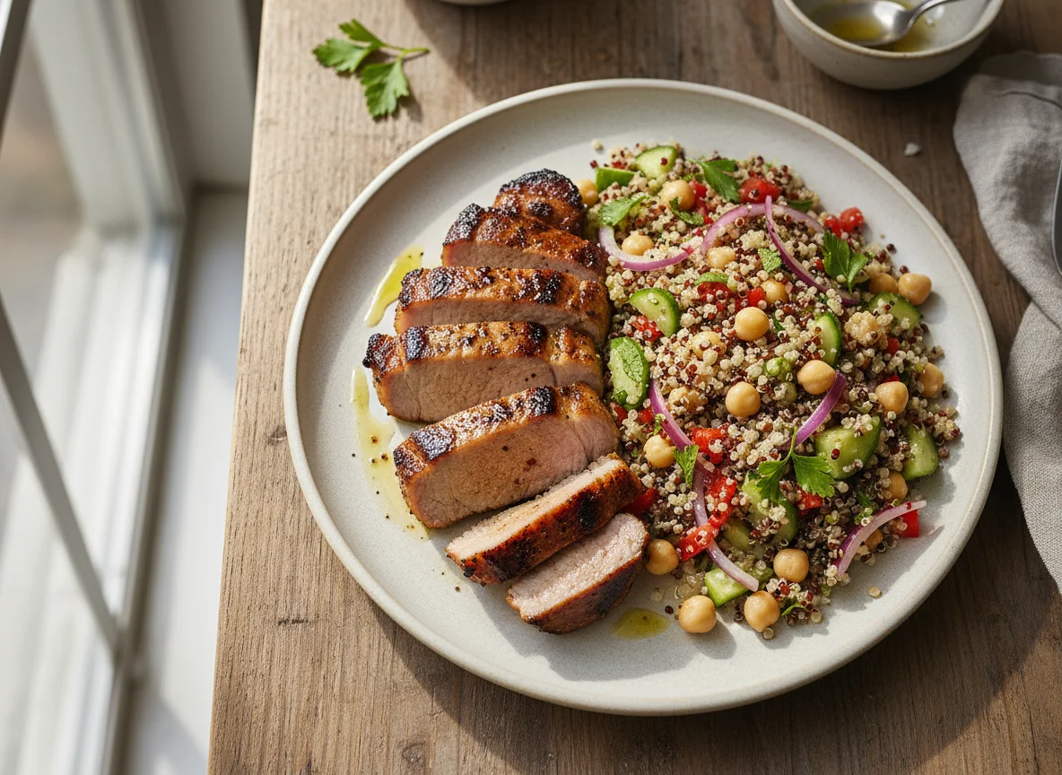 Pork Shoulder Steak and Quinoa Salad photo