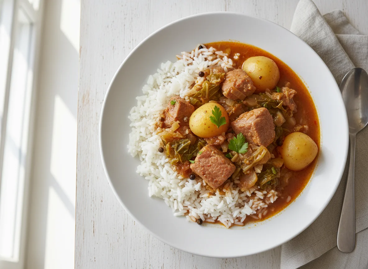 Pork Stew with Rice and Vegetables photo