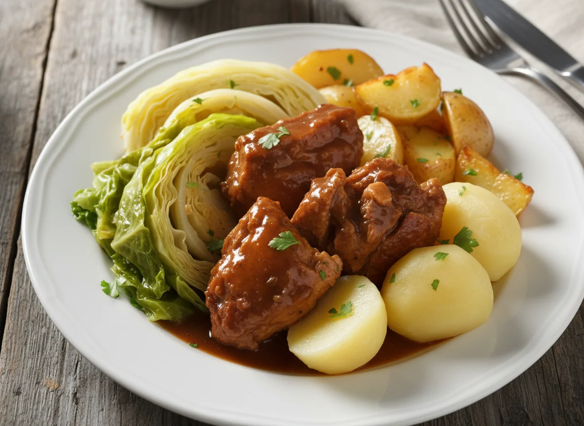 Pork with Cabbage and Potatoes photo