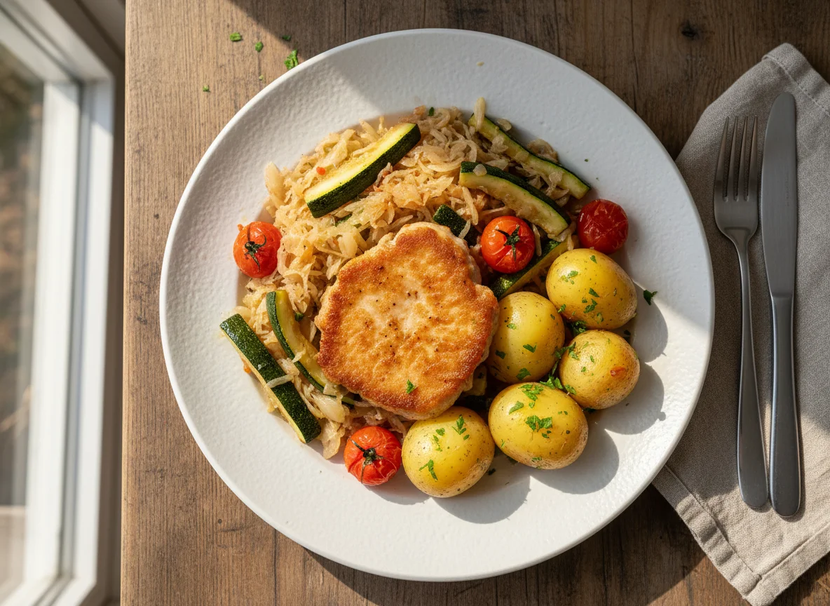 Pork with Sauerkraut and Zucchini photo