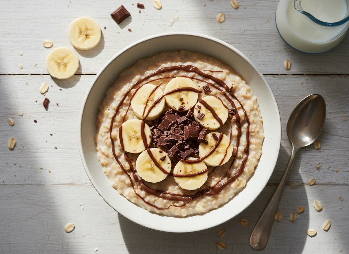 Porridge with Banana and Chocolate photo